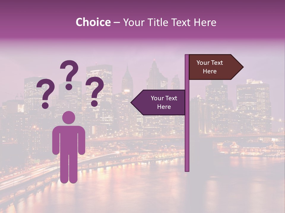 A City Skyline At Night With A Bridge In The Foreground PowerPoint Template