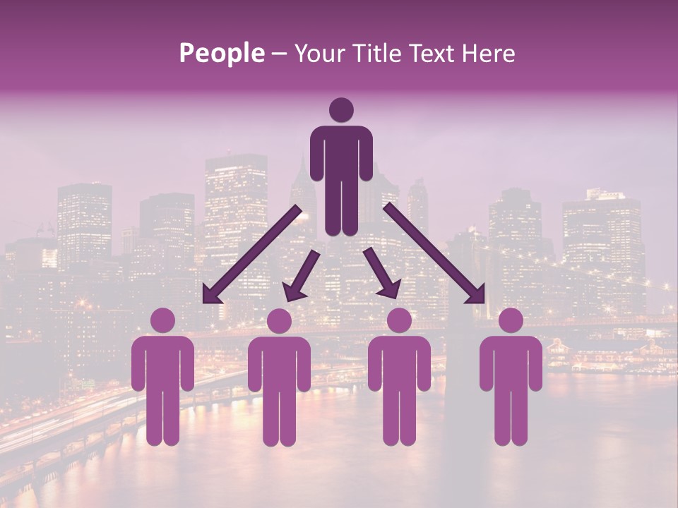 A City Skyline At Night With A Bridge In The Foreground PowerPoint Template