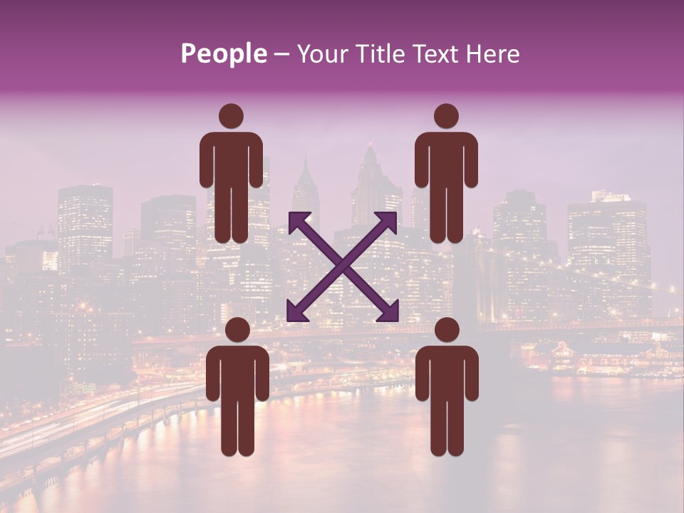 A City Skyline At Night With A Bridge In The Foreground PowerPoint Template