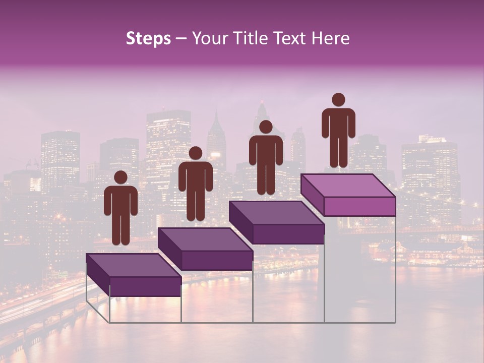 A City Skyline At Night With A Bridge In The Foreground PowerPoint Template