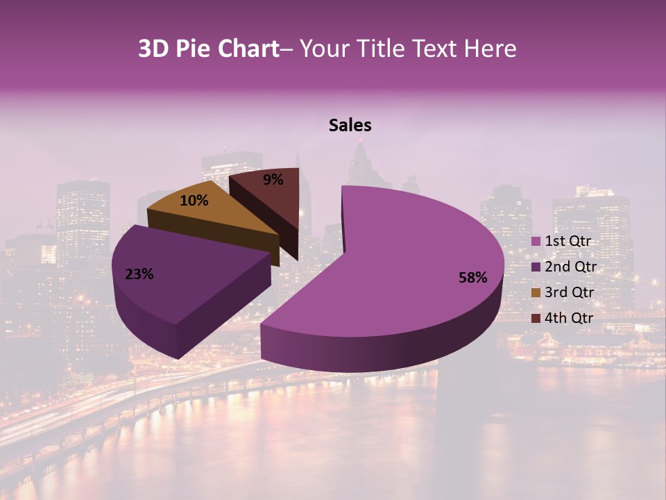 A City Skyline At Night With A Bridge In The Foreground PowerPoint Template