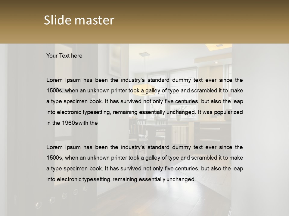 A Room With A Door And A Table In It PowerPoint Template