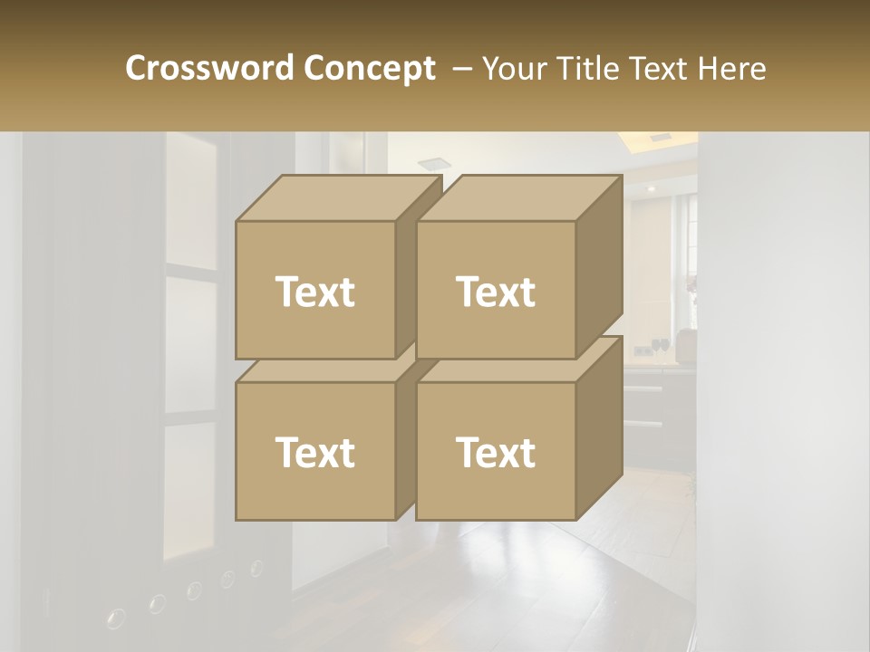 A Room With A Door And A Table In It PowerPoint Template