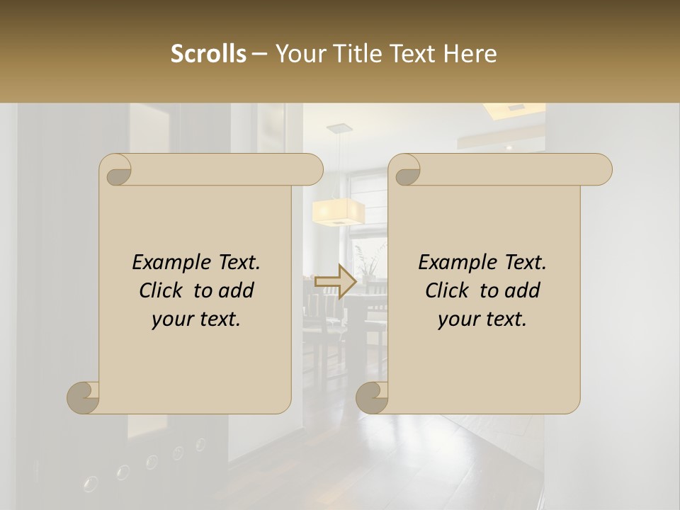 A Room With A Door And A Table In It PowerPoint Template