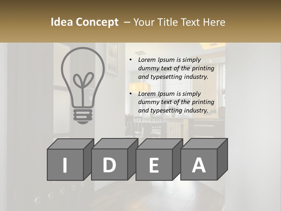 A Room With A Door And A Table In It PowerPoint Template