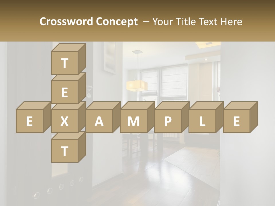 A Room With A Door And A Table In It PowerPoint Template