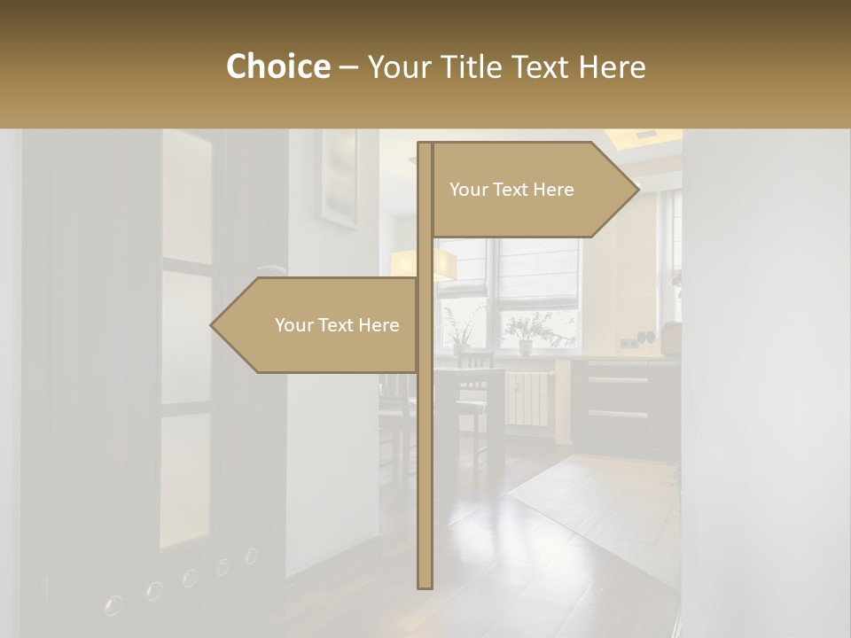 A Room With A Door And A Table In It PowerPoint Template
