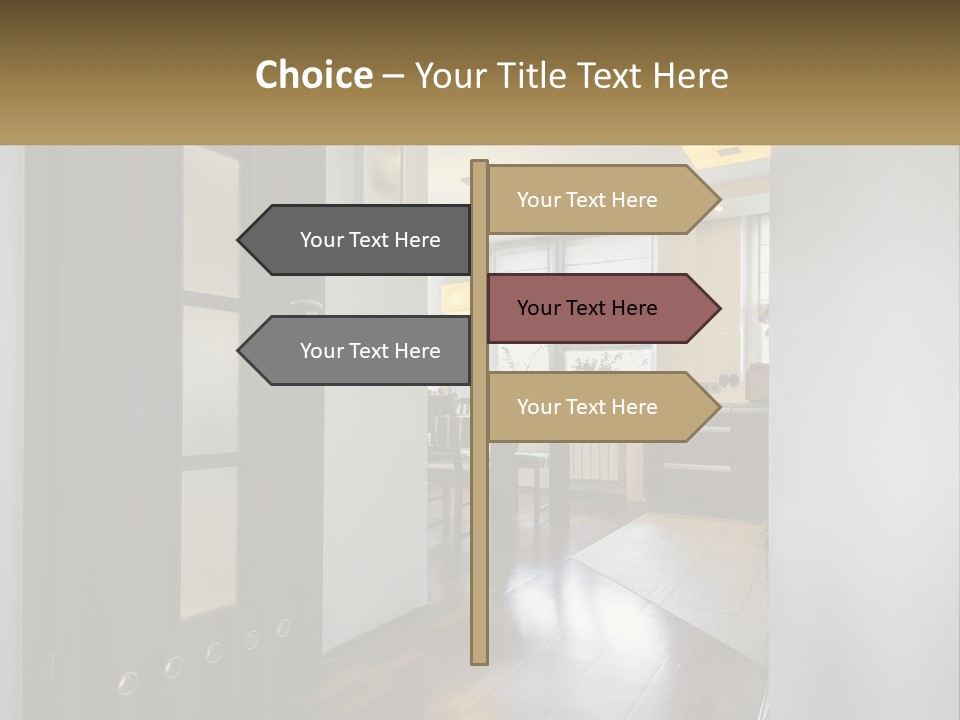A Room With A Door And A Table In It PowerPoint Template