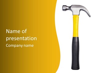 A Hammer With A Yellow Handle On A White Background PowerPoint Template