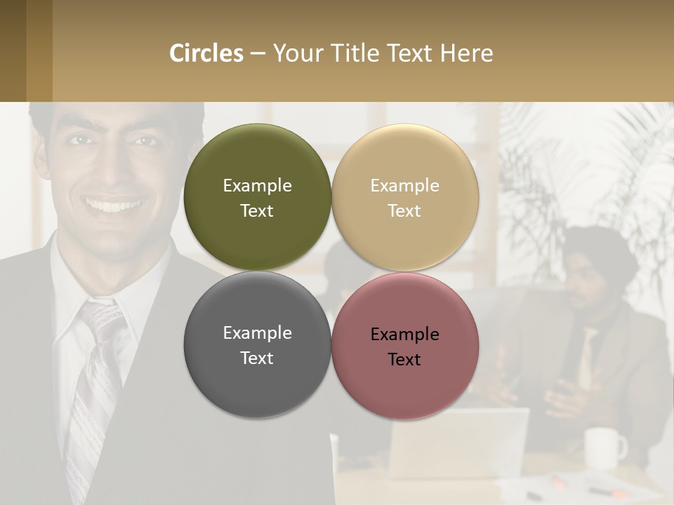 A Man In A Suit Standing In Front Of A Group Of People PowerPoint Template