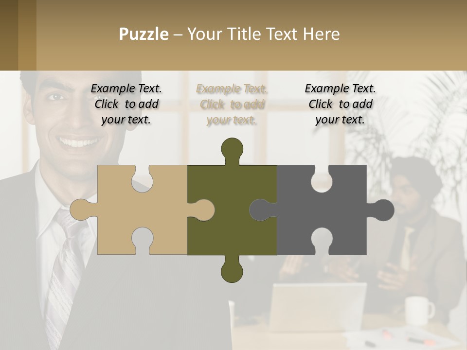 A Man In A Suit Standing In Front Of A Group Of People PowerPoint Template