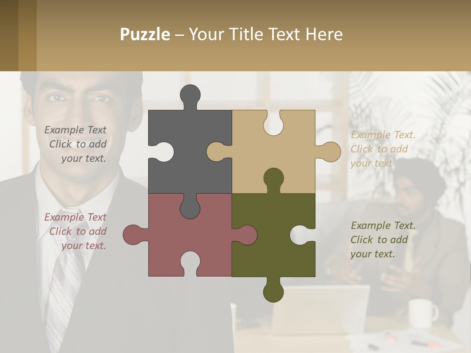 A Man In A Suit Standing In Front Of A Group Of People PowerPoint Template