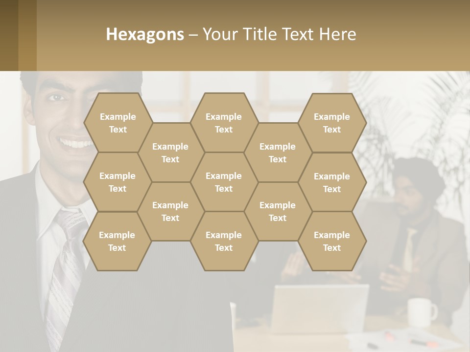 A Man In A Suit Standing In Front Of A Group Of People PowerPoint Template