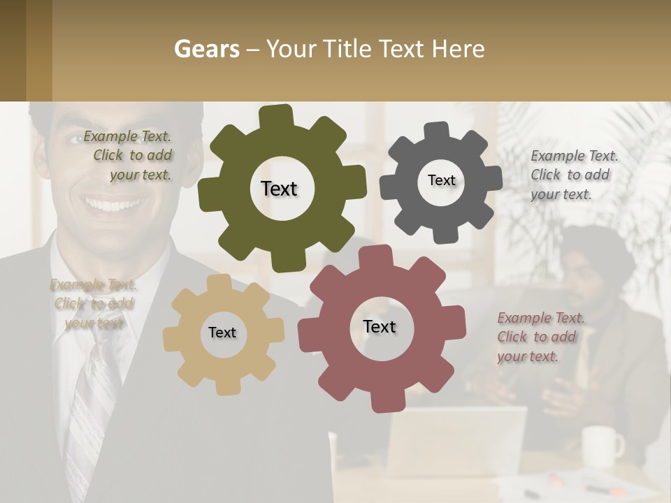 A Man In A Suit Standing In Front Of A Group Of People PowerPoint Template