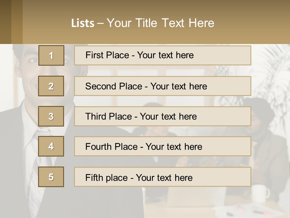 A Man In A Suit Standing In Front Of A Group Of People PowerPoint Template