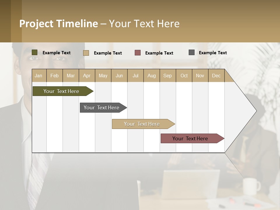 A Man In A Suit Standing In Front Of A Group Of People PowerPoint Template