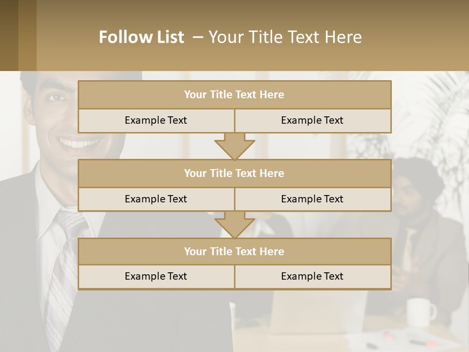 A Man In A Suit Standing In Front Of A Group Of People PowerPoint Template