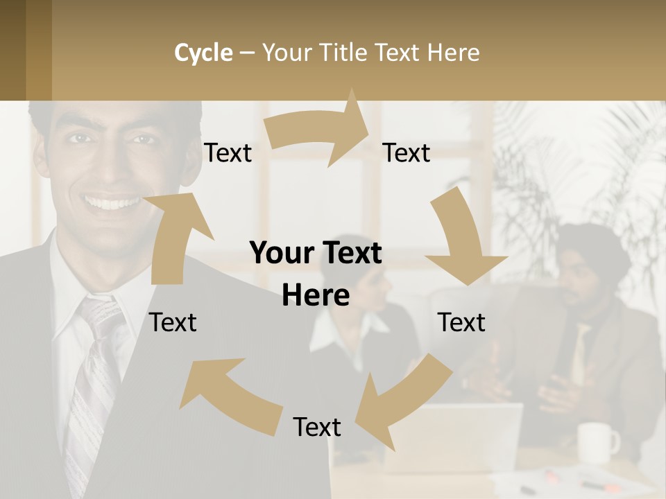 A Man In A Suit Standing In Front Of A Group Of People PowerPoint Template