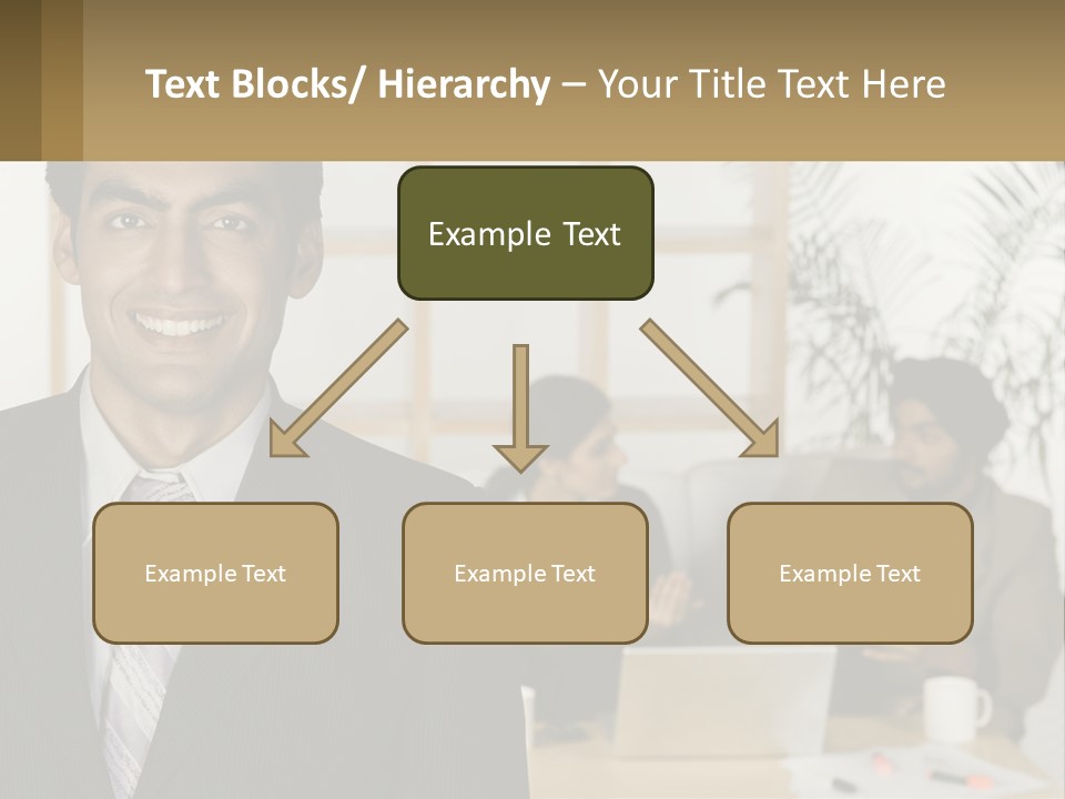 A Man In A Suit Standing In Front Of A Group Of People PowerPoint Template