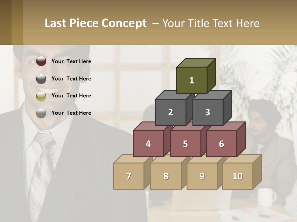 A Man In A Suit Standing In Front Of A Group Of People PowerPoint Template