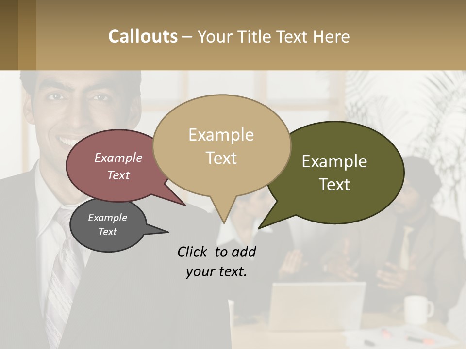 A Man In A Suit Standing In Front Of A Group Of People PowerPoint Template