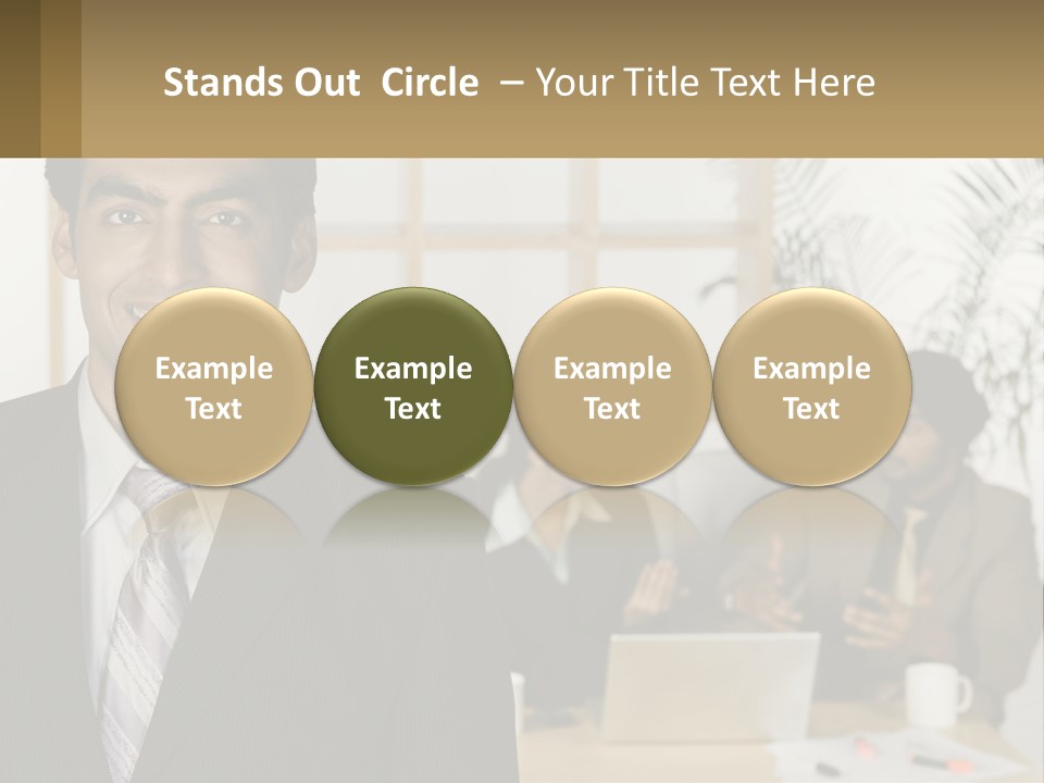 A Man In A Suit Standing In Front Of A Group Of People PowerPoint Template