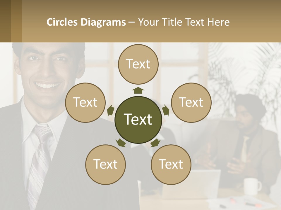 A Man In A Suit Standing In Front Of A Group Of People PowerPoint Template