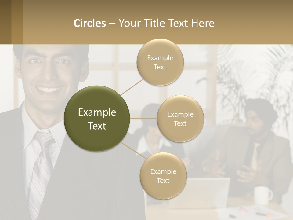 A Man In A Suit Standing In Front Of A Group Of People PowerPoint Template