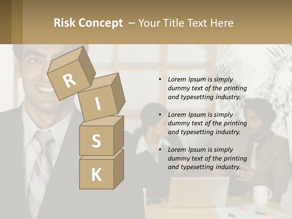 A Man In A Suit Standing In Front Of A Group Of People PowerPoint Template