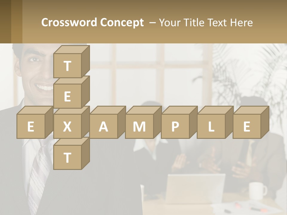 A Man In A Suit Standing In Front Of A Group Of People PowerPoint Template