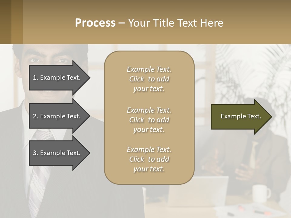 A Man In A Suit Standing In Front Of A Group Of People PowerPoint Template
