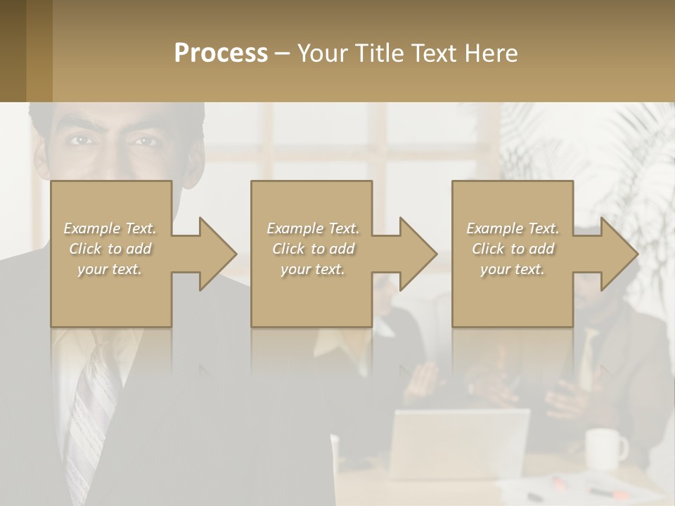 A Man In A Suit Standing In Front Of A Group Of People PowerPoint Template
