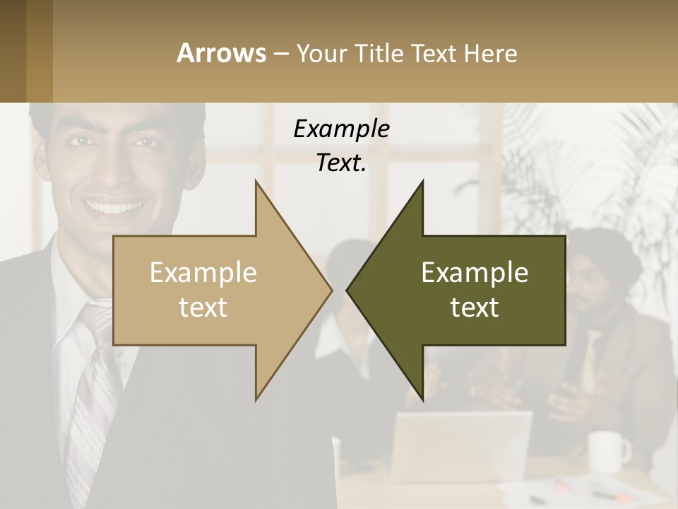 A Man In A Suit Standing In Front Of A Group Of People PowerPoint Template