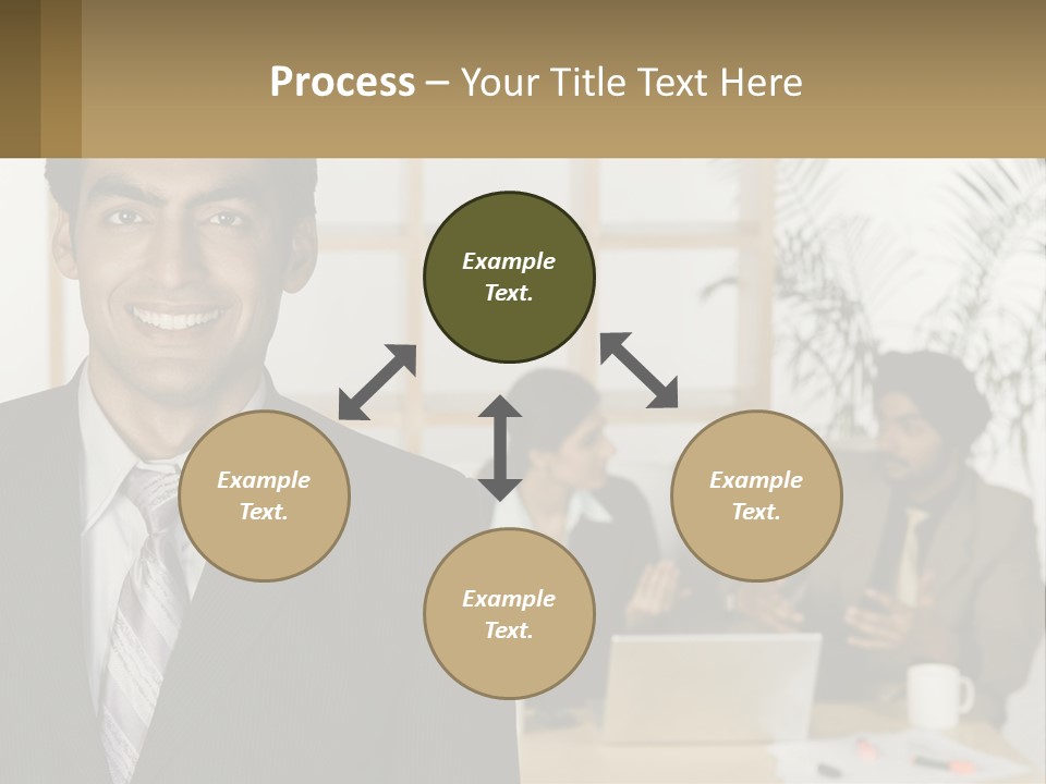 A Man In A Suit Standing In Front Of A Group Of People PowerPoint Template