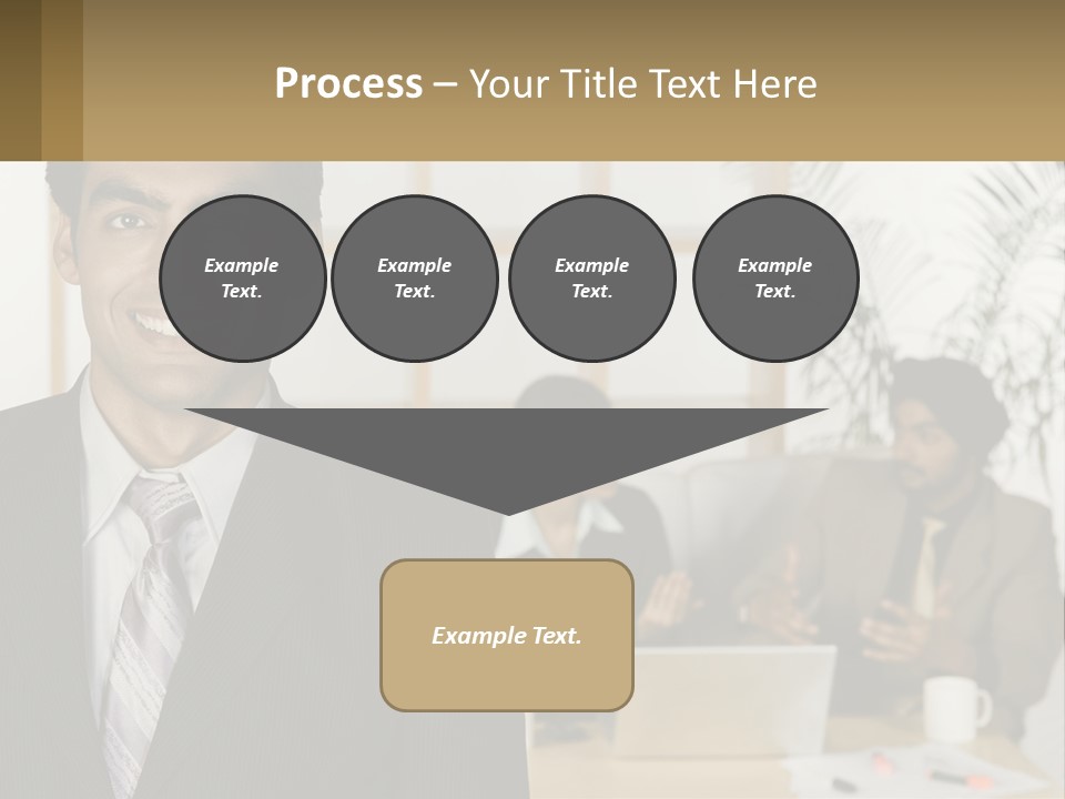 A Man In A Suit Standing In Front Of A Group Of People PowerPoint Template