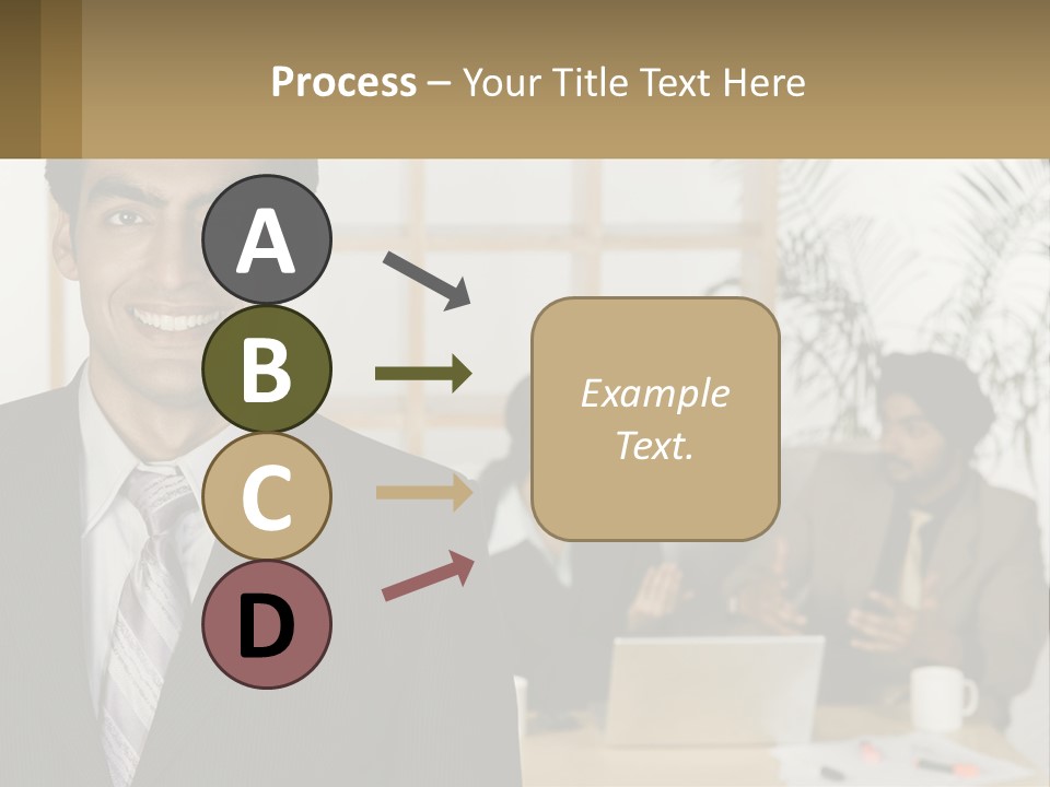 A Man In A Suit Standing In Front Of A Group Of People PowerPoint Template