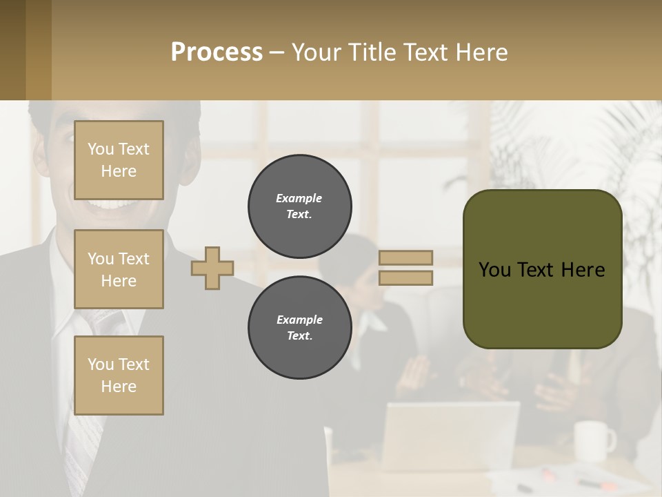 A Man In A Suit Standing In Front Of A Group Of People PowerPoint Template