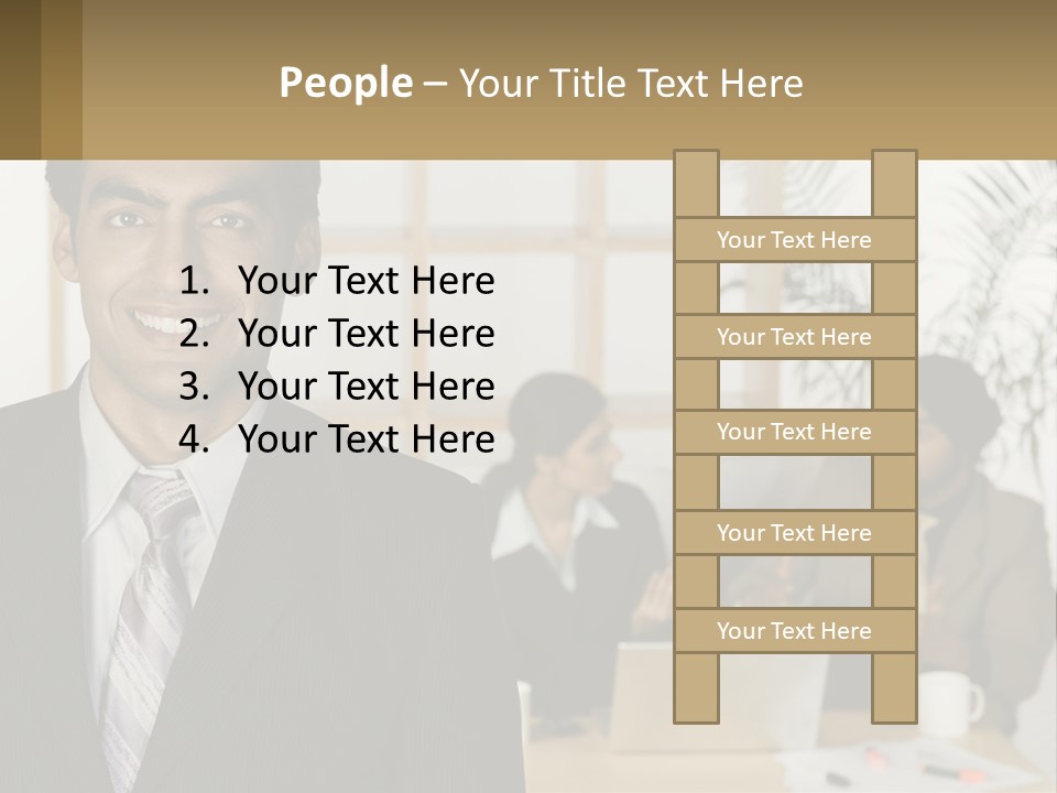 A Man In A Suit Standing In Front Of A Group Of People PowerPoint Template
