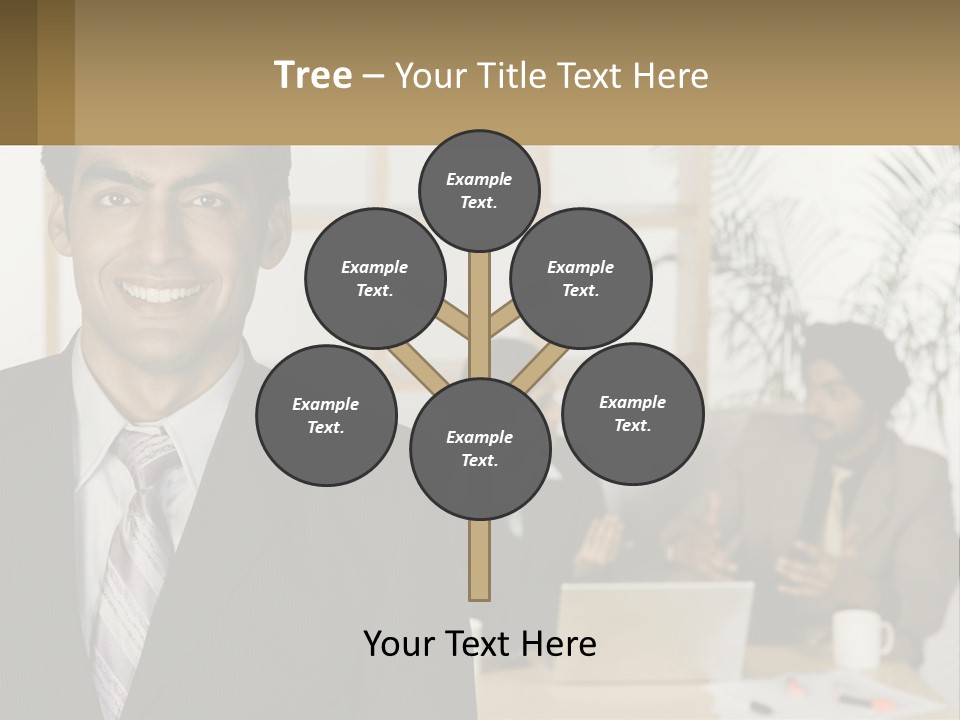 A Man In A Suit Standing In Front Of A Group Of People PowerPoint Template