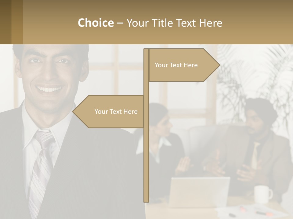 A Man In A Suit Standing In Front Of A Group Of People PowerPoint Template