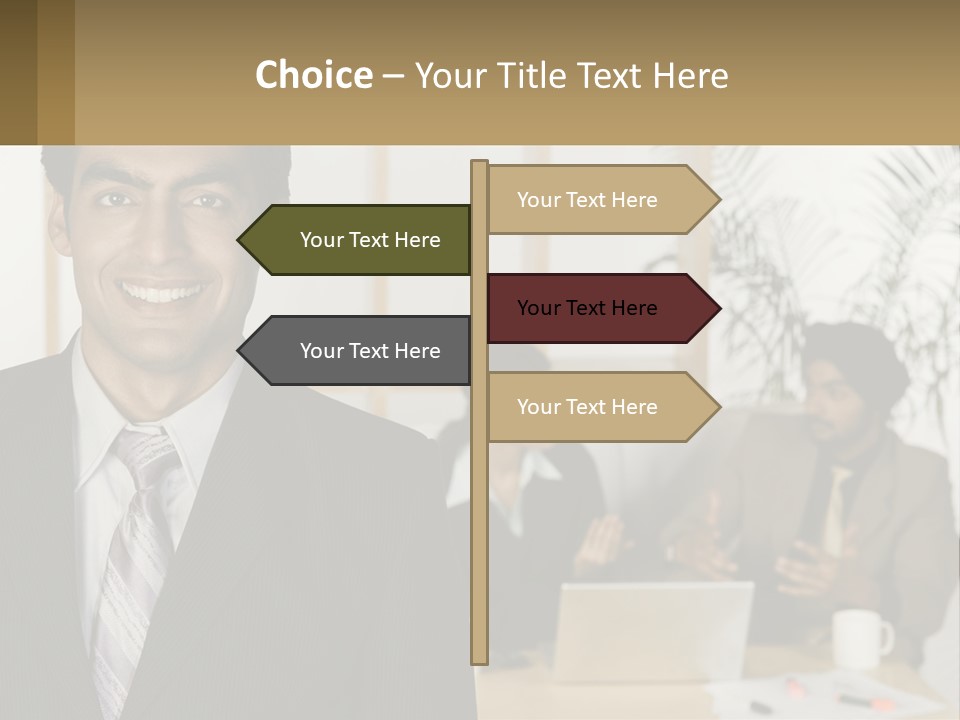 A Man In A Suit Standing In Front Of A Group Of People PowerPoint Template