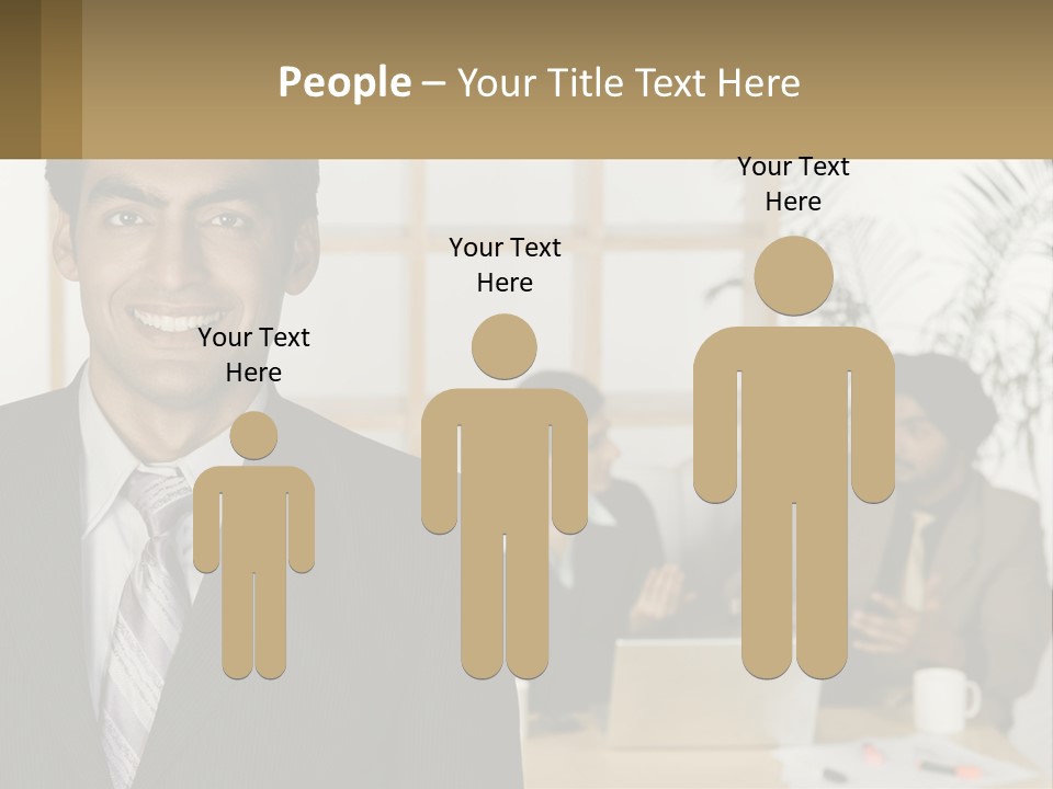 A Man In A Suit Standing In Front Of A Group Of People PowerPoint Template