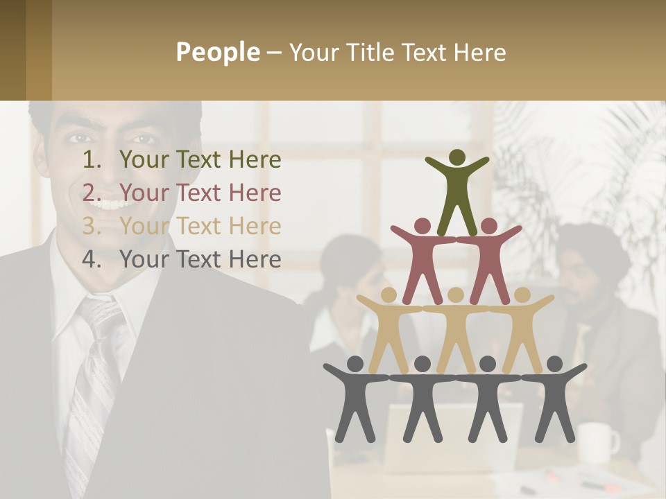 A Man In A Suit Standing In Front Of A Group Of People PowerPoint Template
