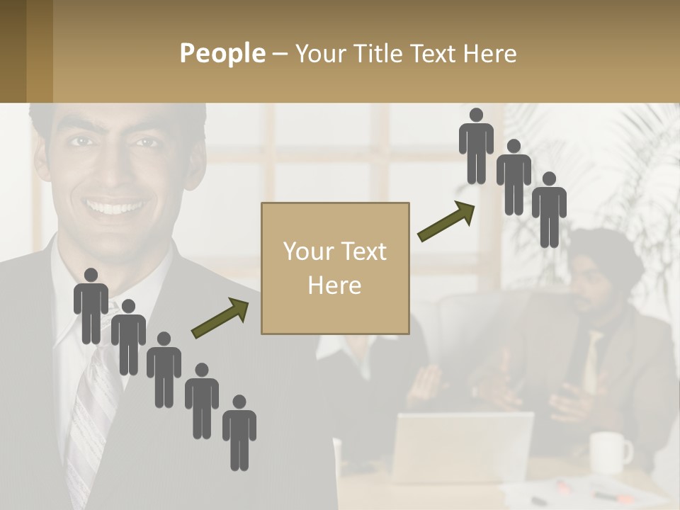 A Man In A Suit Standing In Front Of A Group Of People PowerPoint Template