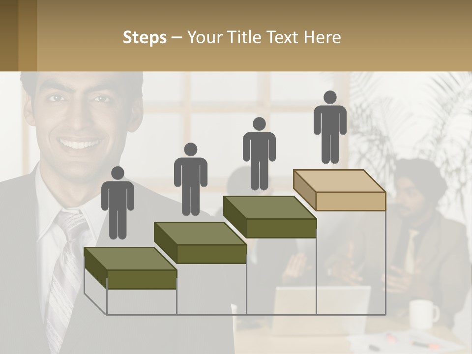 A Man In A Suit Standing In Front Of A Group Of People PowerPoint Template