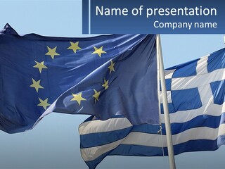 Two Flags Are Flying In The Wind With A Blue Sky In The Background PowerPoint Template