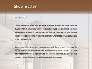 A Power Plant With A Sign In Front Of It PowerPoint Template