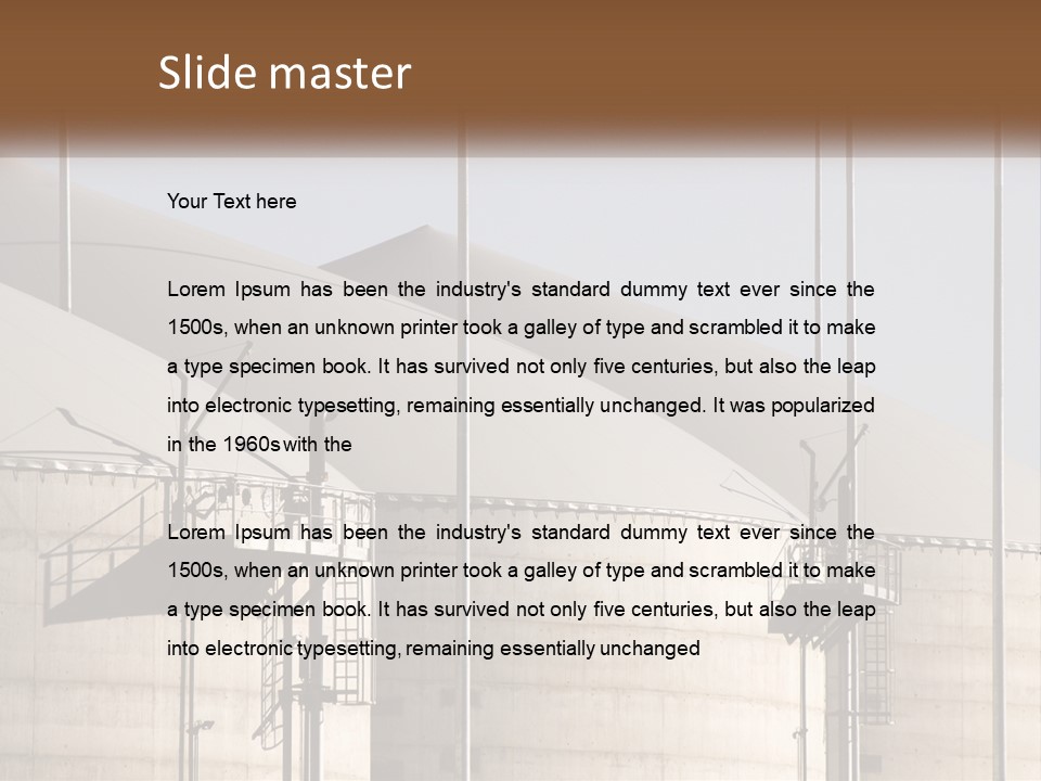 A Power Plant With A Sign In Front Of It PowerPoint Template