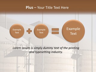 A Power Plant With A Sign In Front Of It PowerPoint Template