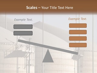 A Power Plant With A Sign In Front Of It PowerPoint Template